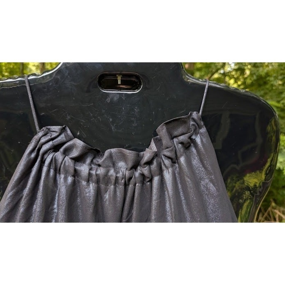 New Simply Vera Wang Maxi Dress M Shiny Blue Iridescent Tiered Glam Shimmer - Picture 6 of 15